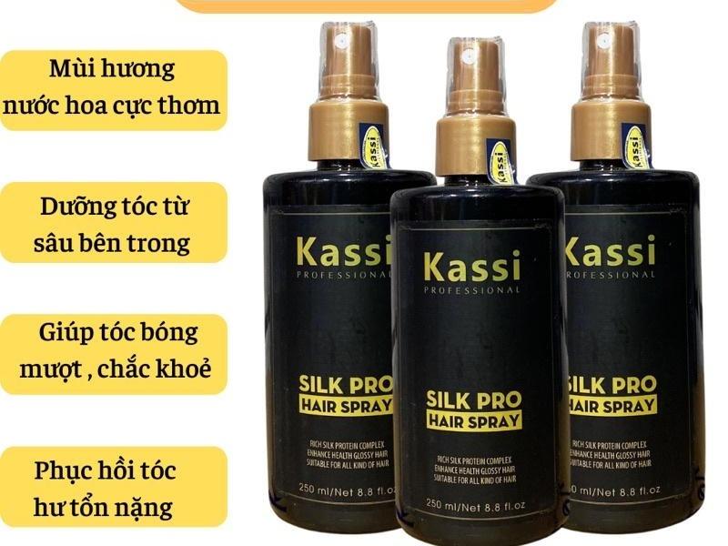 Xịt dưỡng tóc khô xơ, hư tổn kassi Silk Pro Hair Spray 250ml