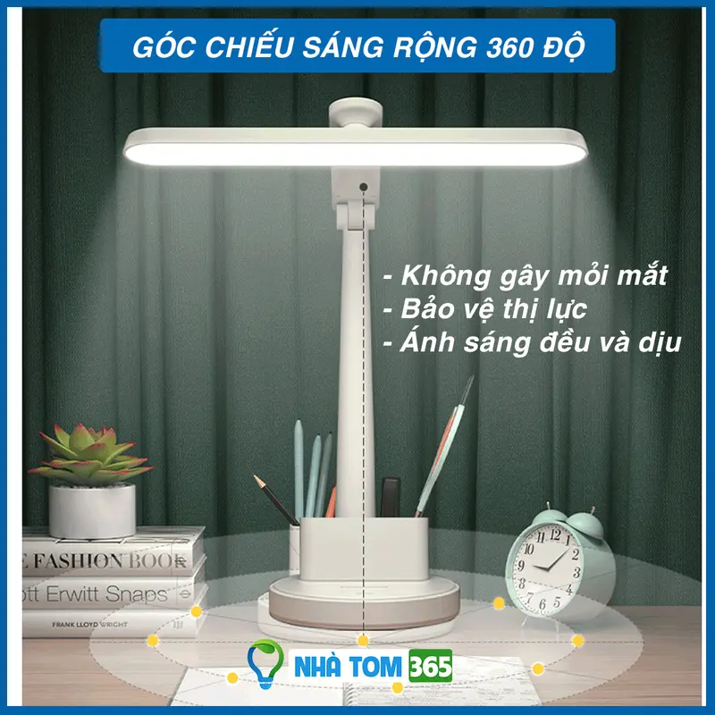 Đèn bàn đọc sách chống cận cao cấp, Đèn Học Sạc Tích Điện Chống Cận Thị Điều Chỉnh Độ Sáng Gấp Gọn Tiêu chuẩn Nhatom365 đènhọc 4