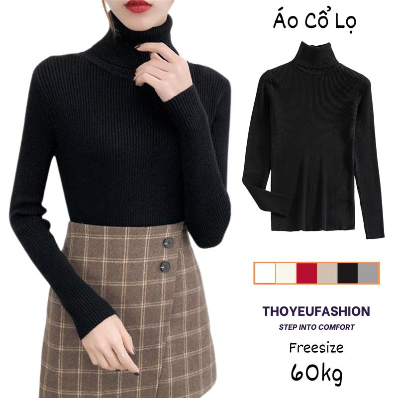 Áo Len cổ lọ Nữ, Áo Len Tăm Cổ Cao giữ nhiệt nhiều màu Basic cho nữ