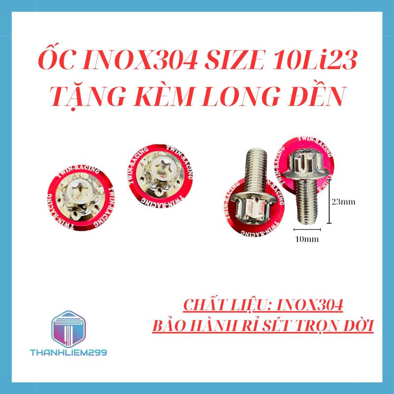 Ốc pat heo dầu Yamaha Ex135 EX150 EX155, Sirius - Size 10li23 - Inox304 - Phụ Tùng