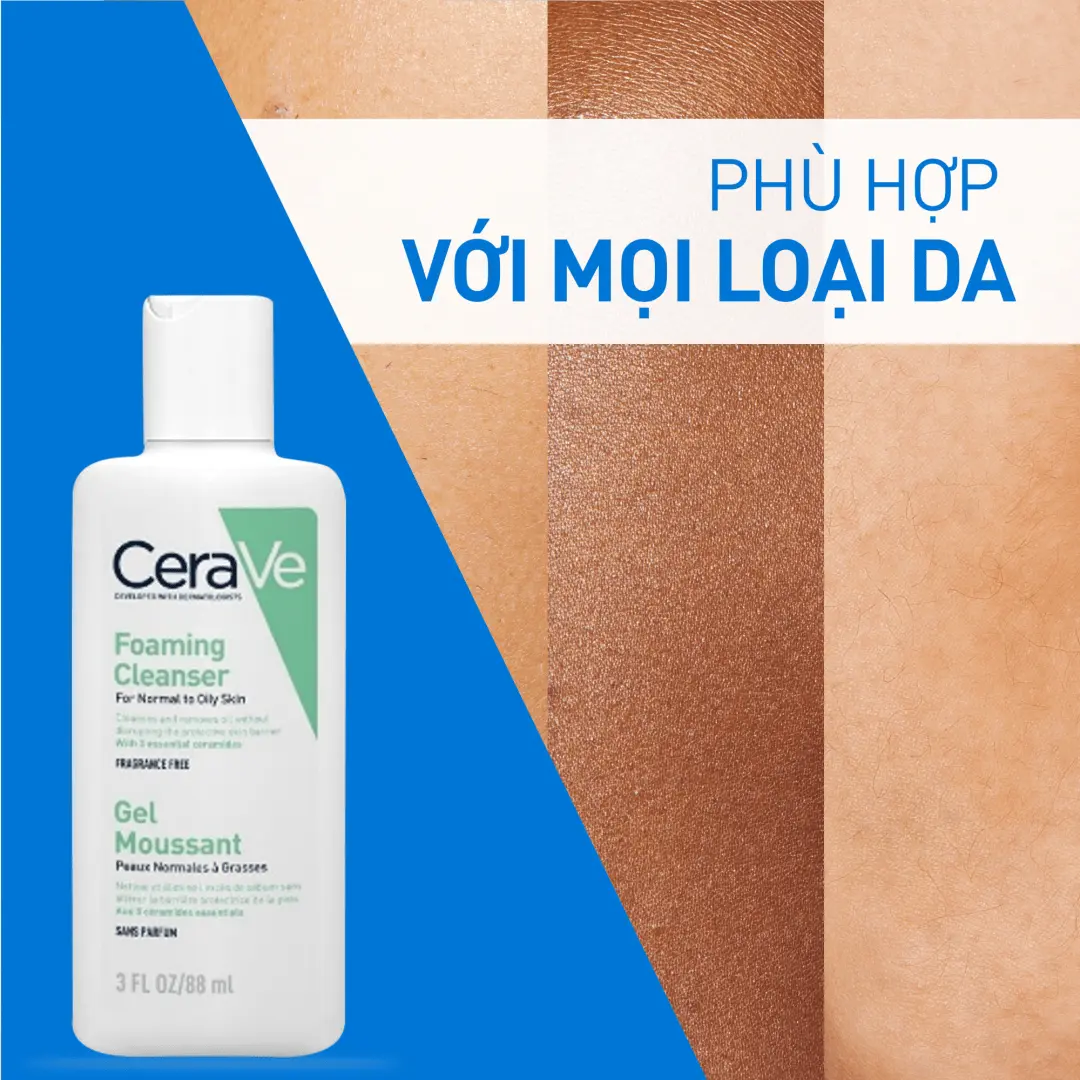 [DEAL HOT] Sữa rửa mặt giúp làm sạch sâu dành cho da dầu Cerave Foaming Facial Cleanser 88ml, tạo bọt làm sạch sâu dịu nhẹ và cung cấp độ ẩm cho da. Chăm sóc da_Sữa rửa mặt_Skincare cho Nam và Nữ_Cleansing | BigBuy360 - bigbuy360.vn