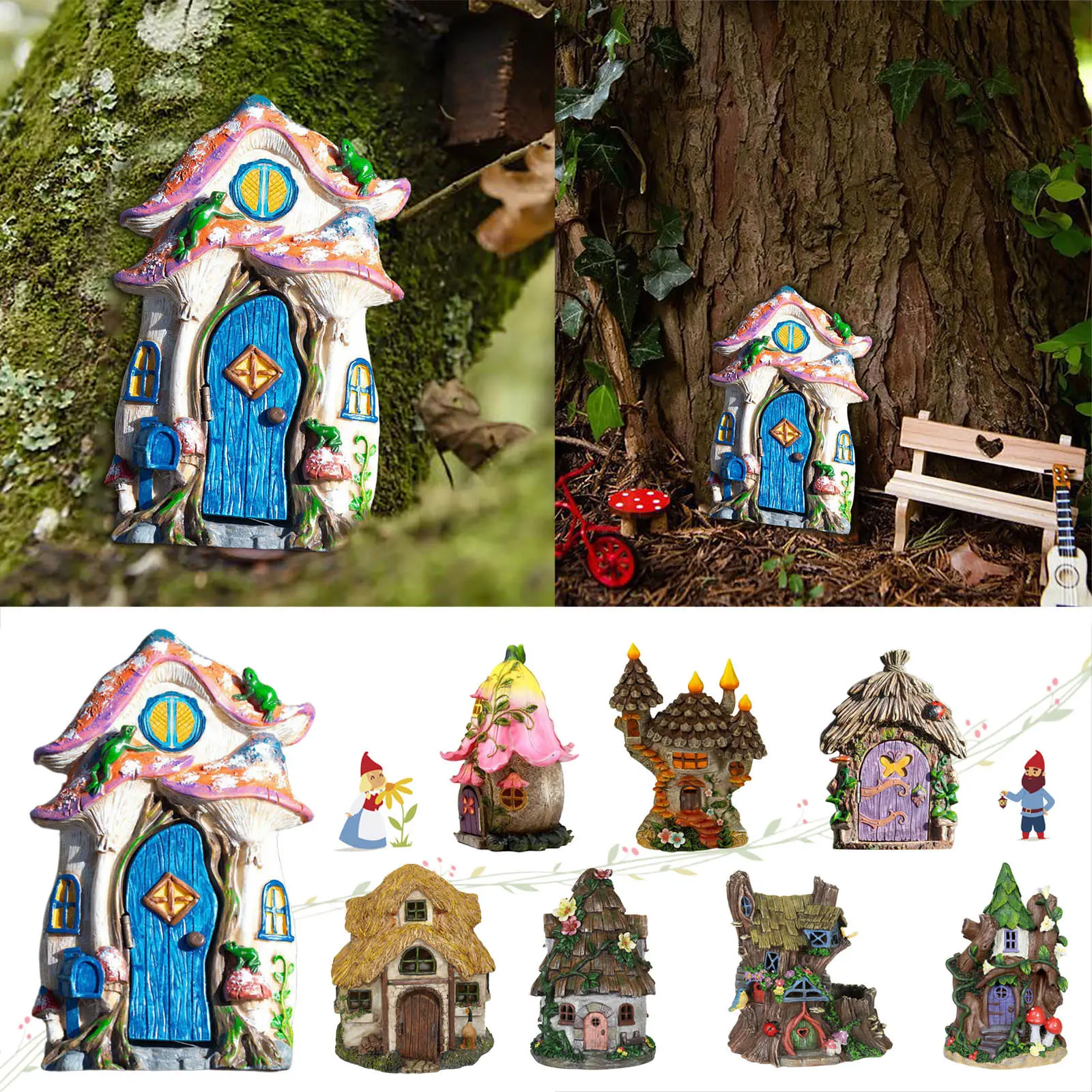 Elf Fairy Door Fairy Tale Door Courtyard Wooden Tree Decoration Wooden Ornament Garden Decoration Craft