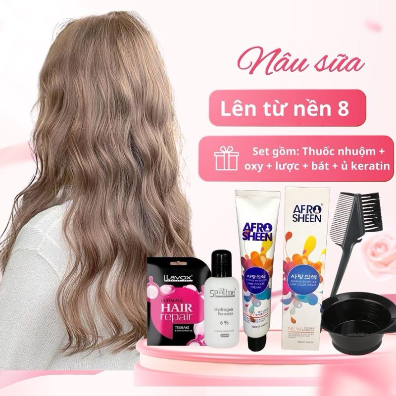 Combo nhuộm tóc Hàn Quốc cao cấp tặng kèm bát lược và keratin 8