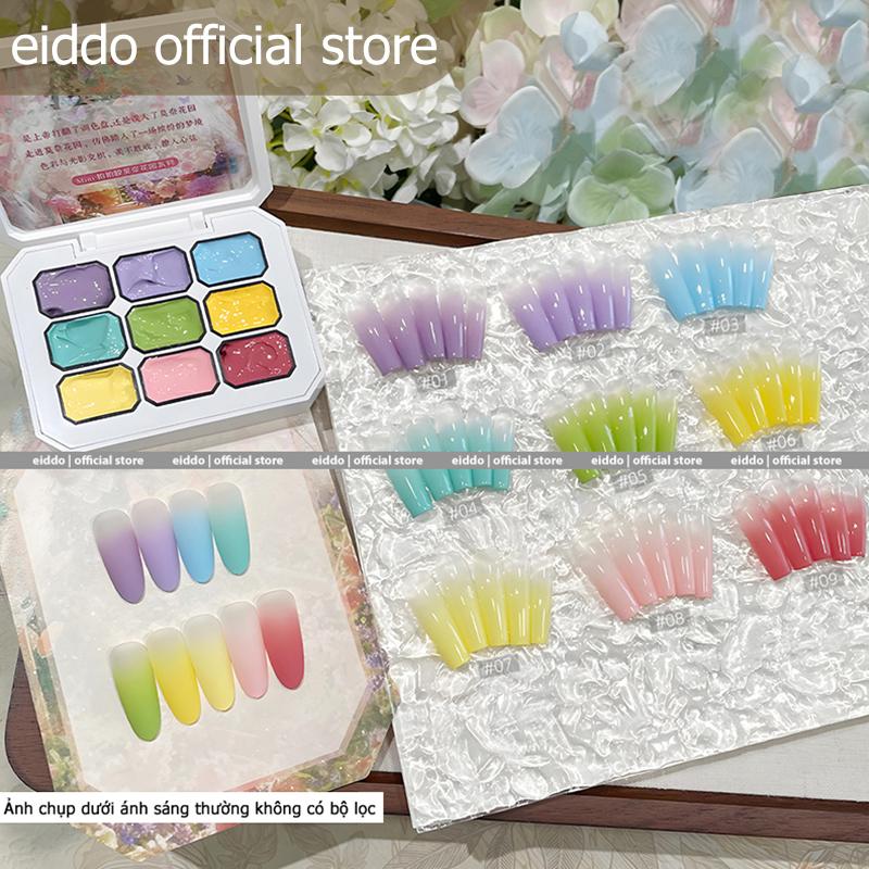 {EIDDO NAILS} - Gel dặm Ombre 9 màu Hoa Bướm mới - Set 9 màu gel dặm Ombre chất đặc dễ dùng chuyên dụng ngành nail - Hộp màu gel chuyên dụng dặm Ombre có thể mix tạo thành 72 màu mới