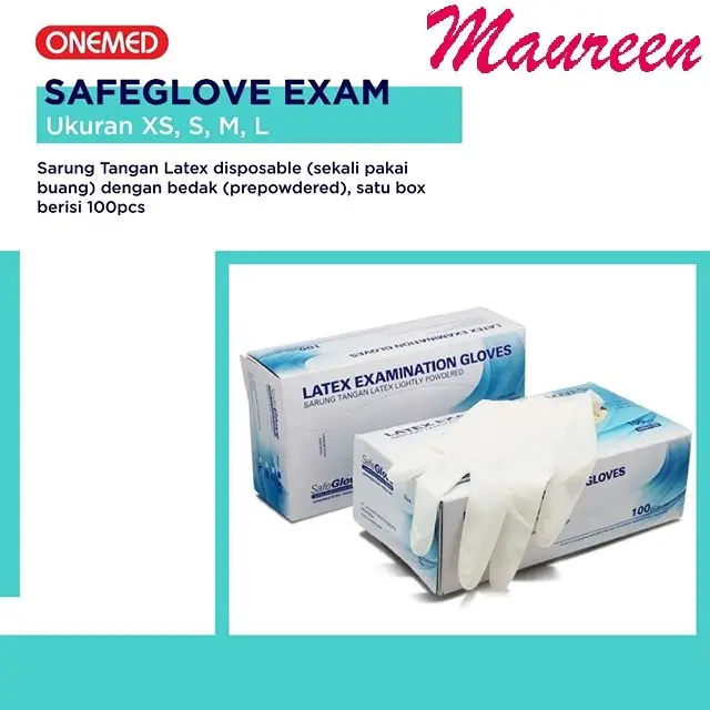 HANDSCOON SAFEGLOVE EXAM SAFEGLOVES DENGAN POWDER SARUNG TANGAN KARET BOX ISI 100PCS