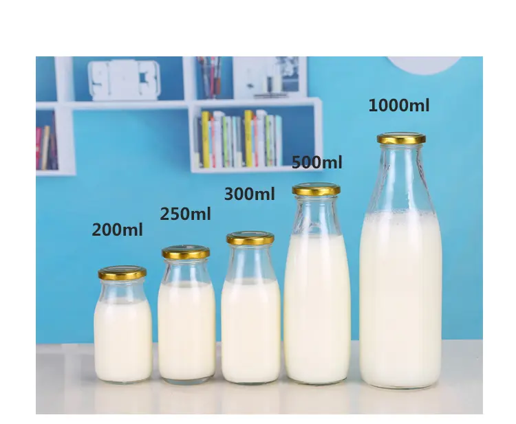 Chai Thủy Tinh Tròn đựng sữa 200ml , 250ml , 300ml, 500ml , 1000ml nắp thiết