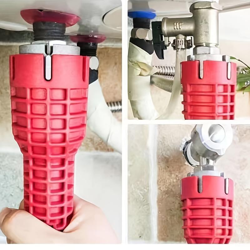 8 in 1 Multifunctional Water Tank Wrench, Multipurpose Bathroom Sink Wrench, Durable Wrench with Rubber Handle, Bathroom Installation & Repair Tool, Hardware 4