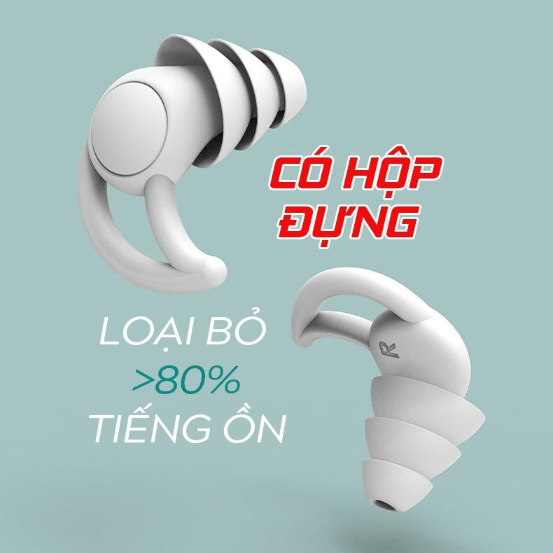 Nút bịt tai chống ồn 3 lớp Silicon Có kèm hộp nhựa Mềm Có thể tái sử dụng Ngáy Bọt xốp ear  loop earplugs