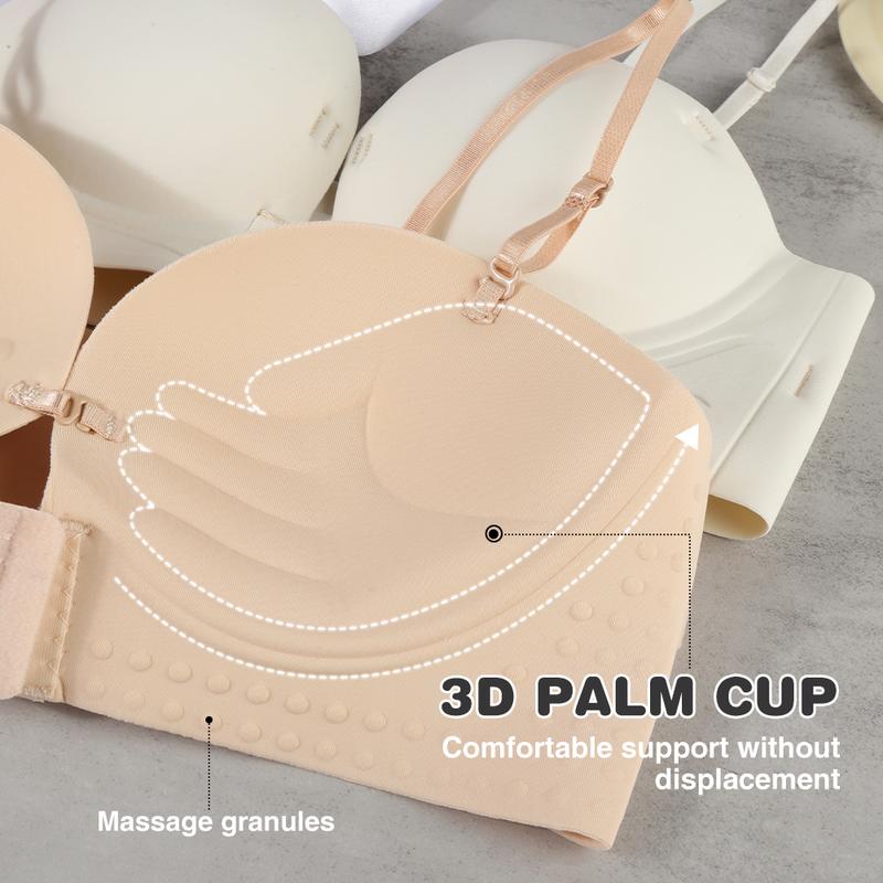 Đồ Lót Cho Nữ, Dây Đeo Vai Có Thể Tháo Rời Dày 2Cm, Ngực Nhỏ Trông Lớn Hơn, Khóa Trước Chống Trượt, Chống Chạy Bra, Vô Hình Không Dấu Vết, Thoải Mái Và Mềm Mại, Thiết Kế Hình Cốc 3D, Thời Trang, 4 Màu Có Sẵn 4
