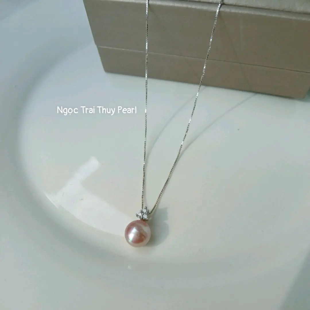 Set dây chuyền + mặt dây chuyền  ngọc trai 6 màu ( trắng,đen,hopngf,vàng,tím, xám)