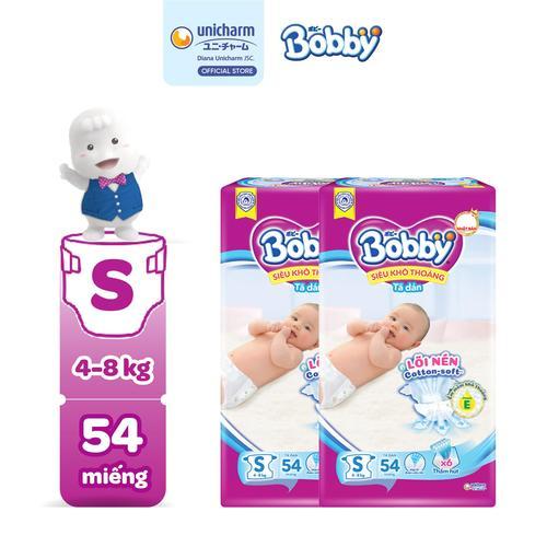 [COMBO 2] Bobby tã dán S54 Siêu khô thoáng Lõi nén cotton soft cho bé