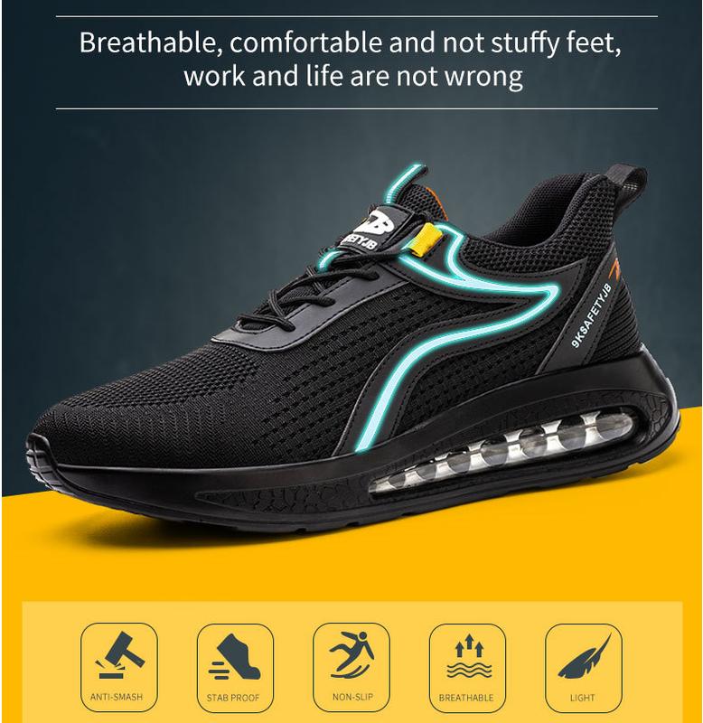 Product Introduction of Men Women Safety Shoes Anti-smash Anti-puncture Steel Toe Work Shoes Air Cushion Labor Protection Shoes Protective Shoes 6