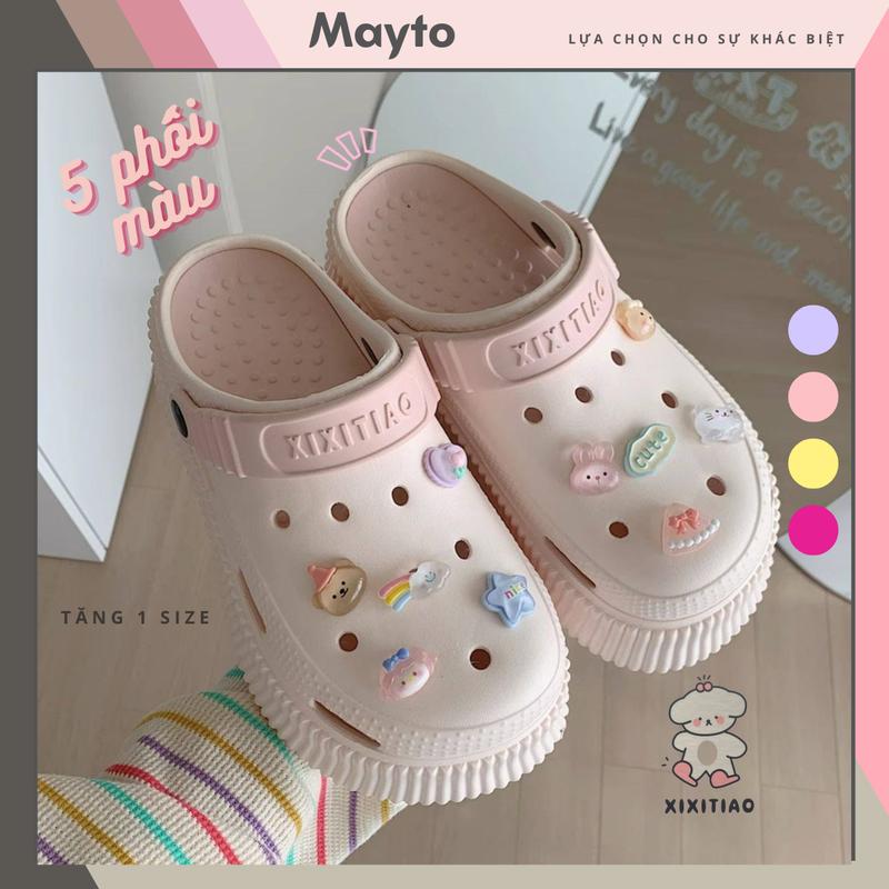 Dép sục nữ Mayto đế cao 5.5cm XIXITIAO kèm charm Pizza có quai hậu dễ thương Hàn Quốc CS-45
