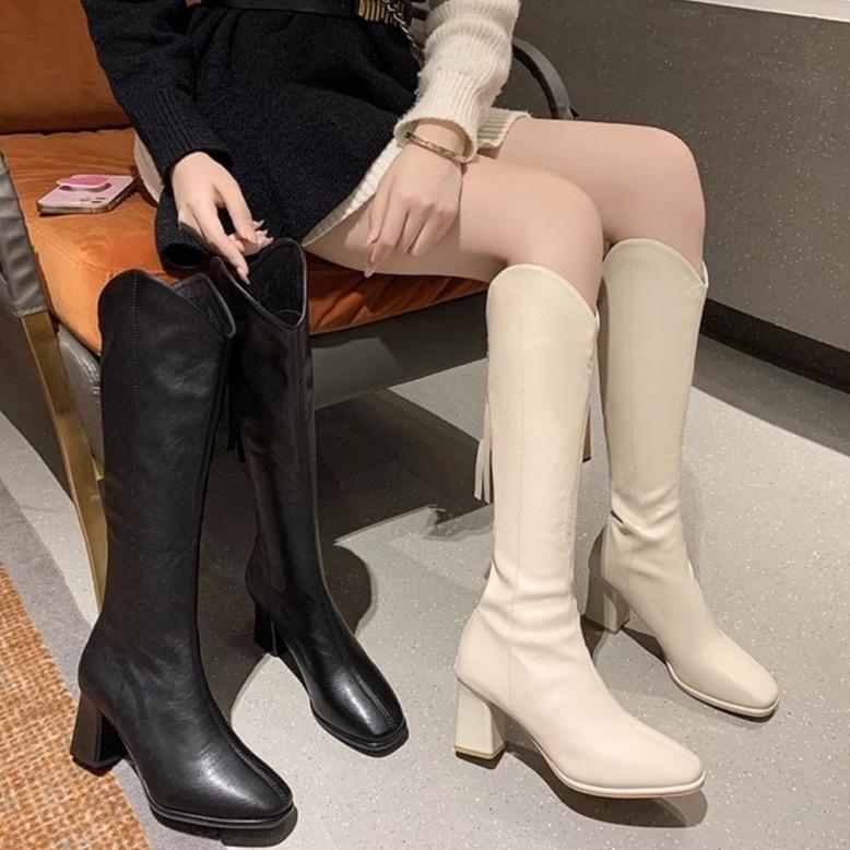  Bốt Đùi Nữ Cổ V Fullbox cao 7cm Hàng Mới Đông Xuân 2024 Cao Su Boot 