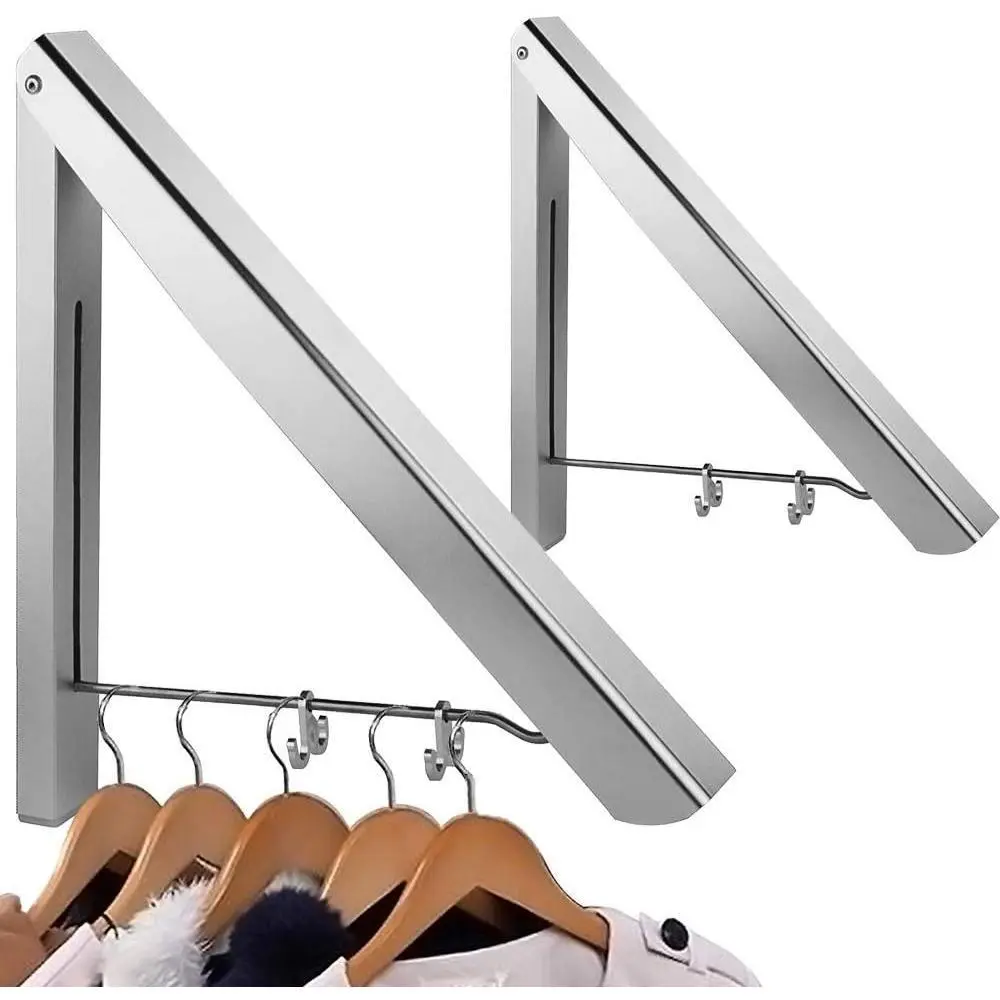 ASelected Folding Clothes Hanger Wall Mounted Clothes Rail Aluminum ...