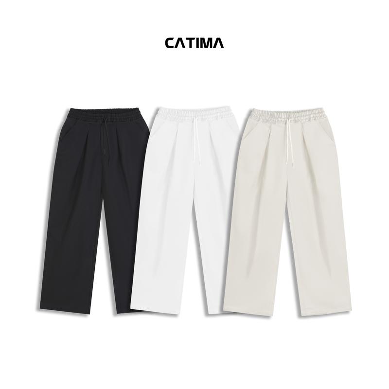 DEAL HỜI Quần Kaki ỐNG RỘNG XẾP LI Phủ Giày CATIMA Unisex - Cạp Chun Co Giãn - Có Dây Rút - Không co rút QK21 quần kaki cho nam