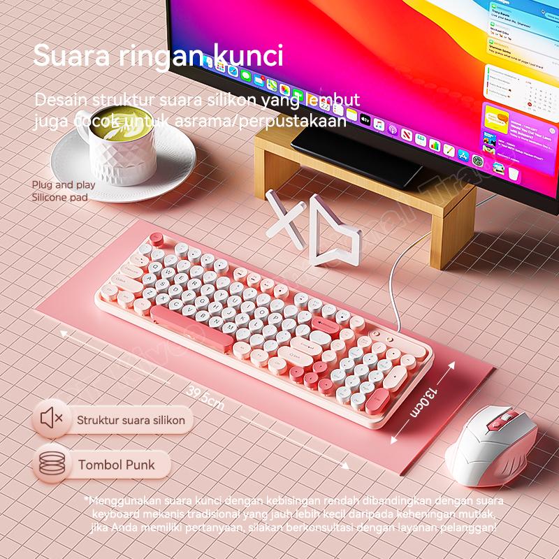 Ylv keyboard gaming Cantik K54 Mekanikal 98 Key untuk PC Laptop Warna Pink Putih Rose Gold Cocok untuk Gaming Kerja & Editing Ylv keyboard gaming Cantik K54 Mekanikal 98 Key untuk PC Laptop Warna Pink Putih Rose Gold Cocok untuk Gaming Kerja & Editing