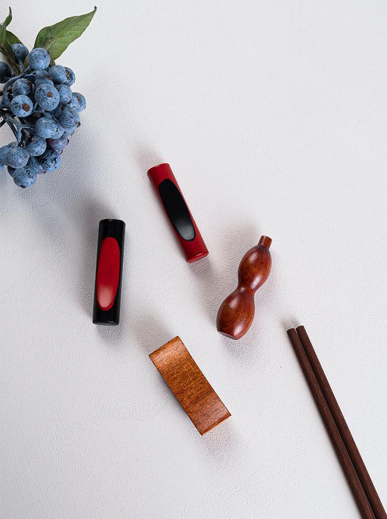 Product Introduction of Clearance!! Japanese Style Wooden Chopstick Holder Tree Leaves Dumbbell Ingot Holder Chopstick Holder 17