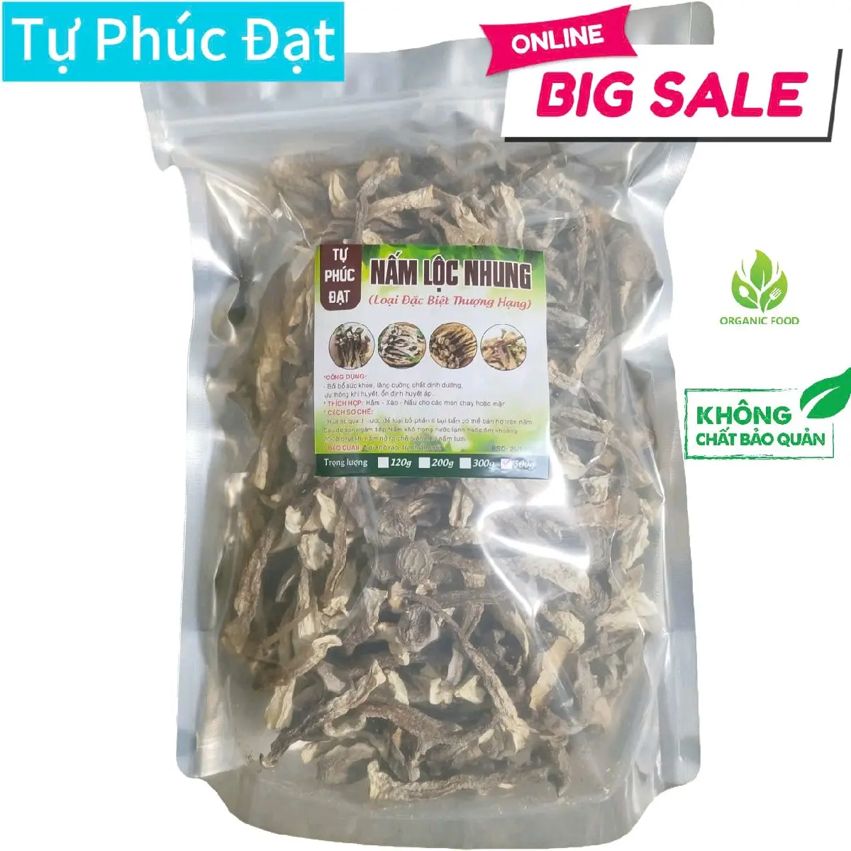 (Túi. 500gr) Nấm lộc Nhung khô loại 1.tặng củ cải khô