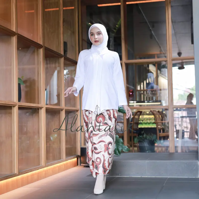 Kebaya Kartini Polos Lengan Panjang Katun Tangan Wanita Dress Dewasa 2