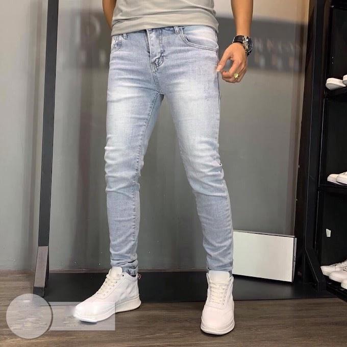 Quần jean nam co giãn xanh bạc 5678 Pants Menswear Có Túi quần purple