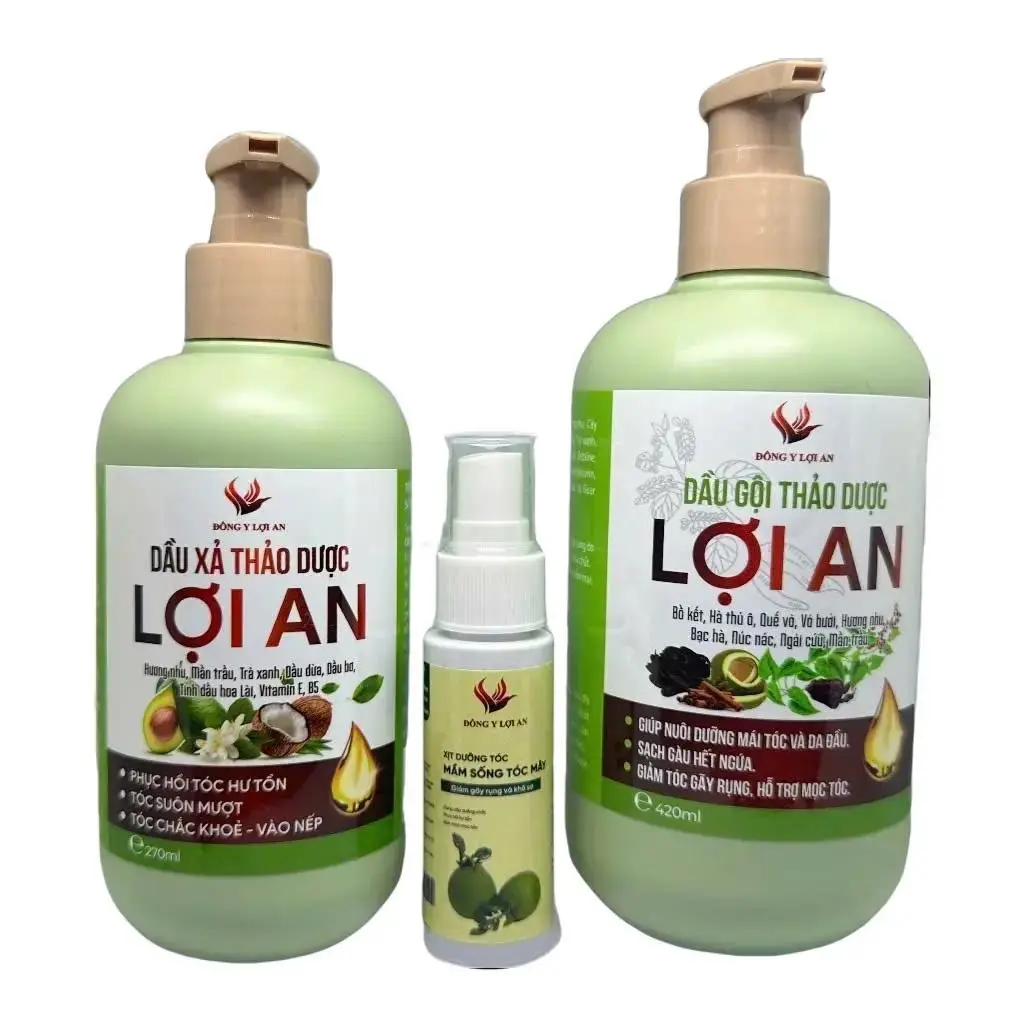 Bộ Combo Dầu Gội, Dầu Xả, Xịt Tóc Lợi An Hỗ Trợ Mọc Tóc, Giảm Gảy Rụng, Mượt Tóc