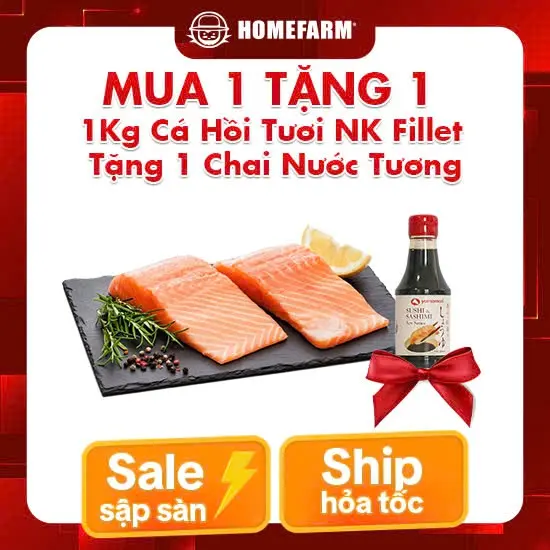 [PAYDAY - MUA 1 TẶNG 1] MUA 1kg Fillet-Cá Hồi Tươi NK chuẩn ăn Sashimi TẶNG 1 chai Nước Tương Sushi & Sashimi Soy Sauce 200ml - Giới hạn mỗi đơn chỉ 1 lượt tặng.