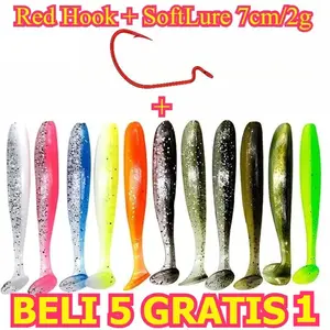 Soft Lure Umpan Ikan Gabus Toman Bisa Beli 1 Ukuran 7cm/2g dengan Kail Merah Premium Beli 5 Gratis 1 Soft Lure Efektif & Realistis untuk Predator Air Tawar & Laut