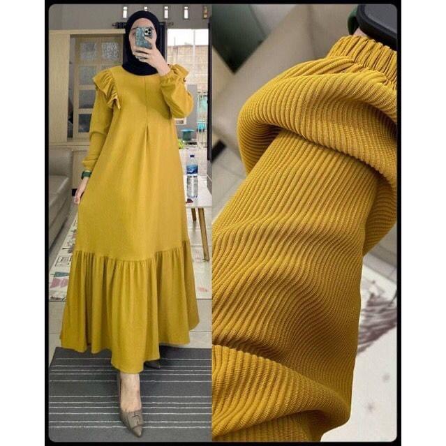 ILMIRA Maxy Dress Rip Knit CAsual Dress Rajut Wanita Simple Outfit Kekinian WL 3
