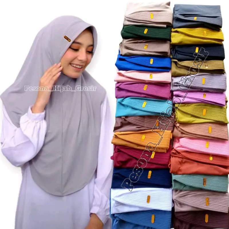 100ribu dapat 6pcs Hijab Khimar Pinguin Ped Label Akrilik Gold Size L Hijab Instan Termurah