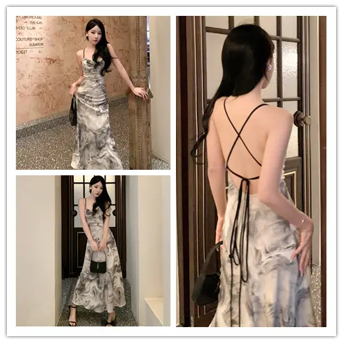Emita bloom 452 XS-4XL korean fitted sexy halter bodycon long dress with  slit vintage sky blue floral dress formal sleeveless beach dress outfit  Womenswear Casual - TikTok Shop Philippines