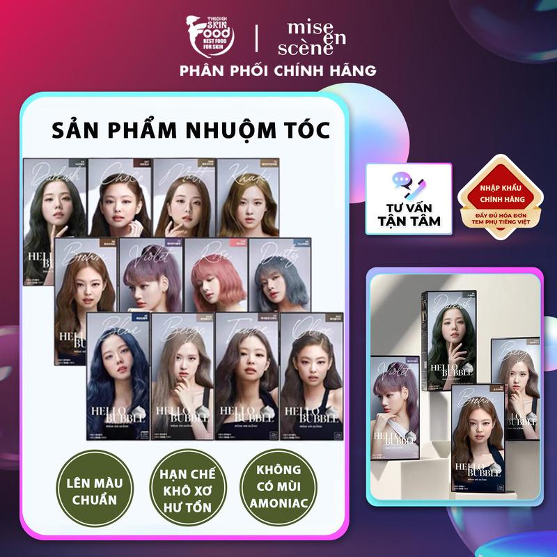   Black Pink's Choice  Thuốc Gội Nhuộm Tóc Dạng Bọt Mise En Scene Hello Bubble Foam Color 