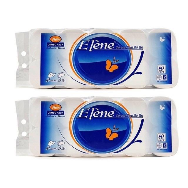   Combo 2 Elene  giấy vệ sinh Elene 4 lớp 20 cuộn to trắng mịn dai không lõi có lõi 