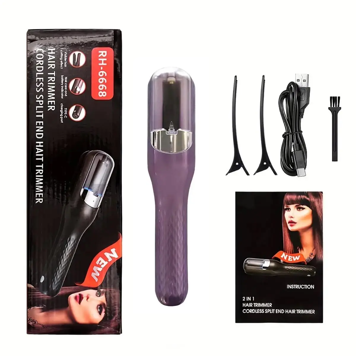 Rechargeable Hair Clipper, 1 Box 2 in 1 Electric Hair Trimmer with Hair Clips & Cleaning Brush & USB Cable, Portable Hair Clipper, Hair Trimmer for Men & Women, Household Hair Clipper, Professional Hair Trimmer for Home & Travel
