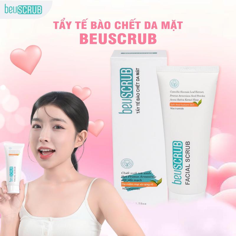 BEUSCRUB Tẩy Tế Bào Chết Cho Da Mặt 100g - Skincare Làm Đẹp Da, Hỗ Trợ Làm Sạch Da, Dưỡng Ẩm Dịu Nhẹ, Giúp Da Mịn Màng và Tươi Sáng  Women - TDC61 Trà