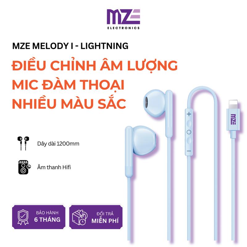 Tai nghe MZE Melody I WH01 có dây, giá rẻ, nhiều màu, đầu Lightning, âm thanh sắc nét, gọn nhẹ Nhét Tai earphone