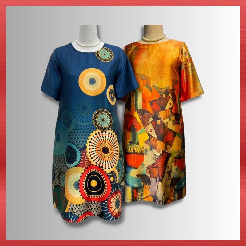 Đầm Trung Niên Nữ, Mẫu Váy Đi Tiệc Cho Mẹ Họa Tiết Hoa Văn 3D Chất Lụa Latinh Sang Trọng, Thời Trang Trung Niên NP Clothing | Multicoloured Cỡ lớn cộng