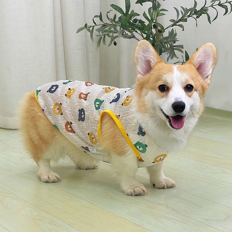 Pet Dog Clothes Thin Puppy 2024 New Summer Anti-Lint Corgi Teddy Summer Medium-Sized Dog Puppy 2
