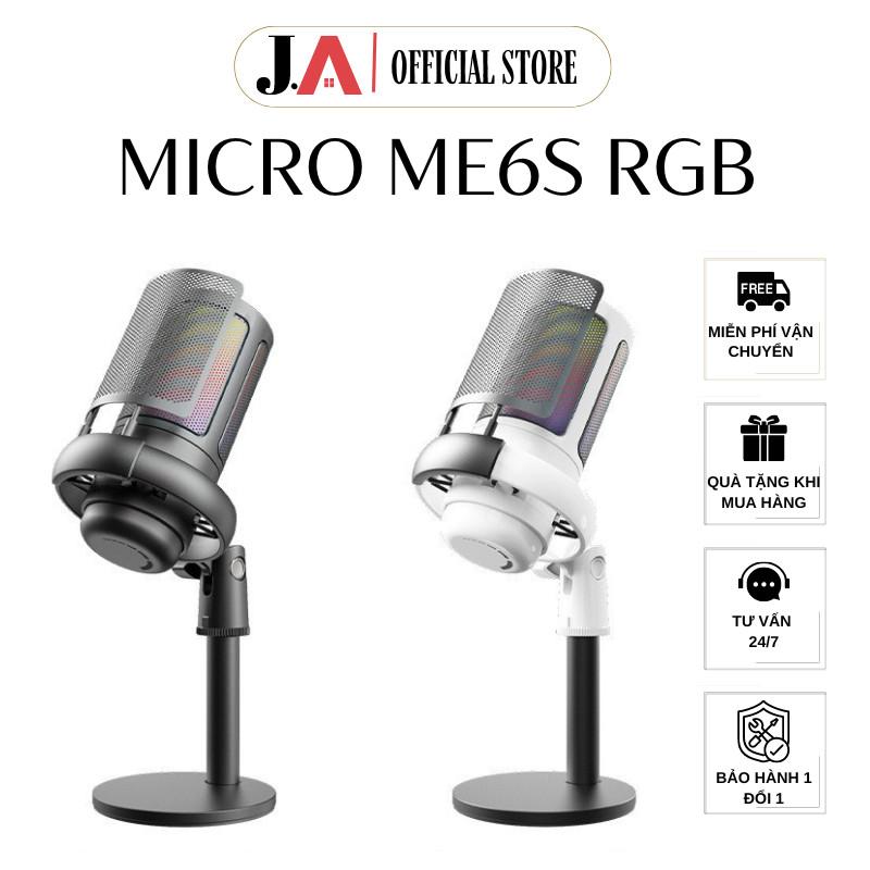 Micro Thu Âm Để Bàn Me6s Dùng Lọc Tạp Âm Cho Livestream Led RGB, Mic Thu Âm Để…