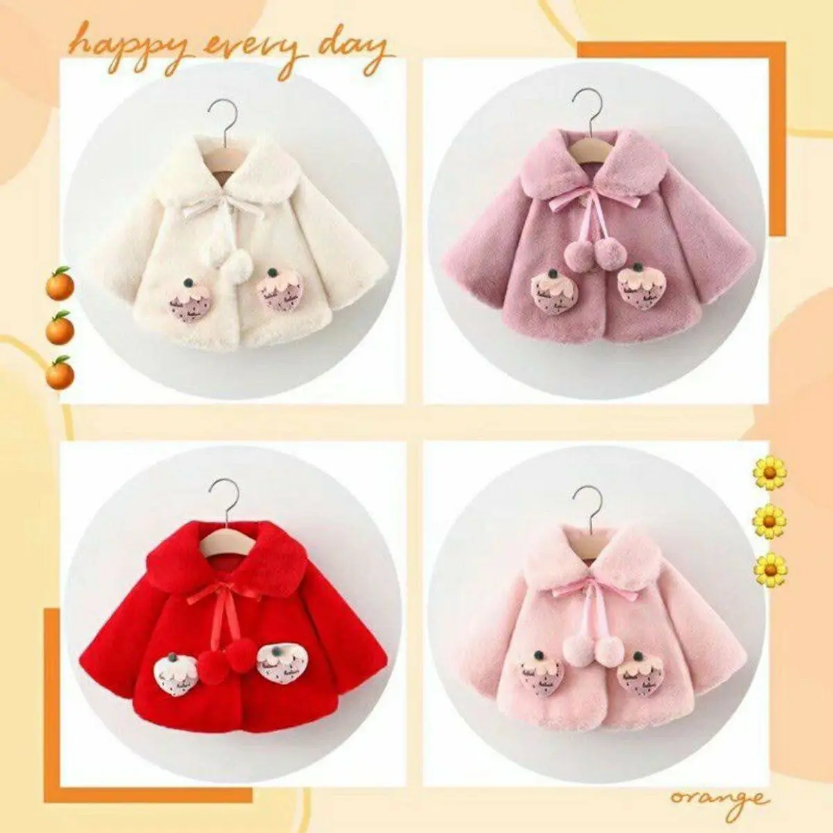 Áo Khoác - Áo choàng lông ấm cho bé - Áo khoác cổ bẻ Quảng Châu xuất hàn