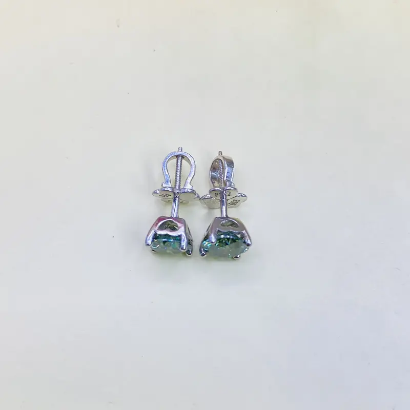 Bông tai moiss anite bạc Xi Bạch kim, Xi Zàng Trắng Nụ Mo.iss,anite 6li đến 8li1 Màu xanh 58 Giác Có Giấy Kiểm Định GRA, Chuôi Vặn, Dành Cho Cả Nam và Nữ, rất Thanh Lịch và Đeo Hàng Ngày Luôn Sáng Đẹp 1