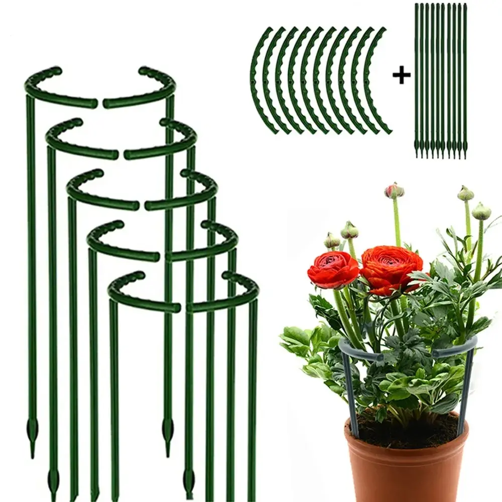 Useful New 4PCS Plastic Plant Support Pile Frame Greenhouse Arrangement Semicircle Fixed Rod Indoor Flower Plant Vine Climbing Bracket