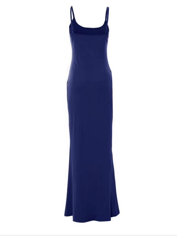 Women's Plain Scoop Neck Cami Mermaid Dress, Elegance Sleeveless Maxi Dress for Party Dating Wear, Ladies Clothes for All Seasons, Date Night Dresses 7
