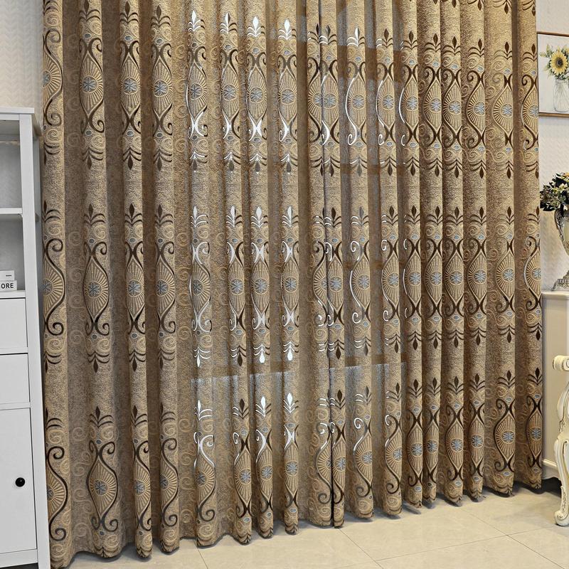 Vintage Window Curtain, Retro Jacquard Curtain, Hollow Sunshade Partition Curtain for Living Room Bedroom Office Balcony Home Decoration 6