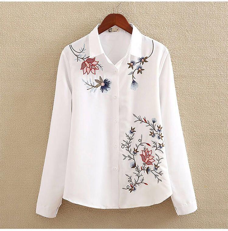Product Introduction of Áo Sơ Mi Thêu Mới Cho Nữ, Áo Sơ Mi Dài Tay Có Lớp Cơ Sở, Cộng Với Chất Béo, Cộng Với Kích Thướ, Áo Sơ Mi Trắng Cho Nữ, Mùa Xuân 2022 7