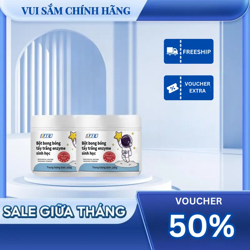 [Sale Xuân Hè] Bột tẩy trắng Sinh học 260g - Tẩy vết bẩn, khử vết ố vàng trên quần áo, giày dép, khăn , an toàn cho da và giày dép Làm Sạch Nam 0