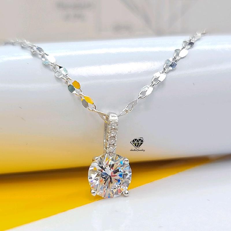 Dây chuyền dây lá me mặt nụ tròn 4 chấu 1 hạt chủ 8 ly ,bạc ý xi kim Women Chain Women Chain
