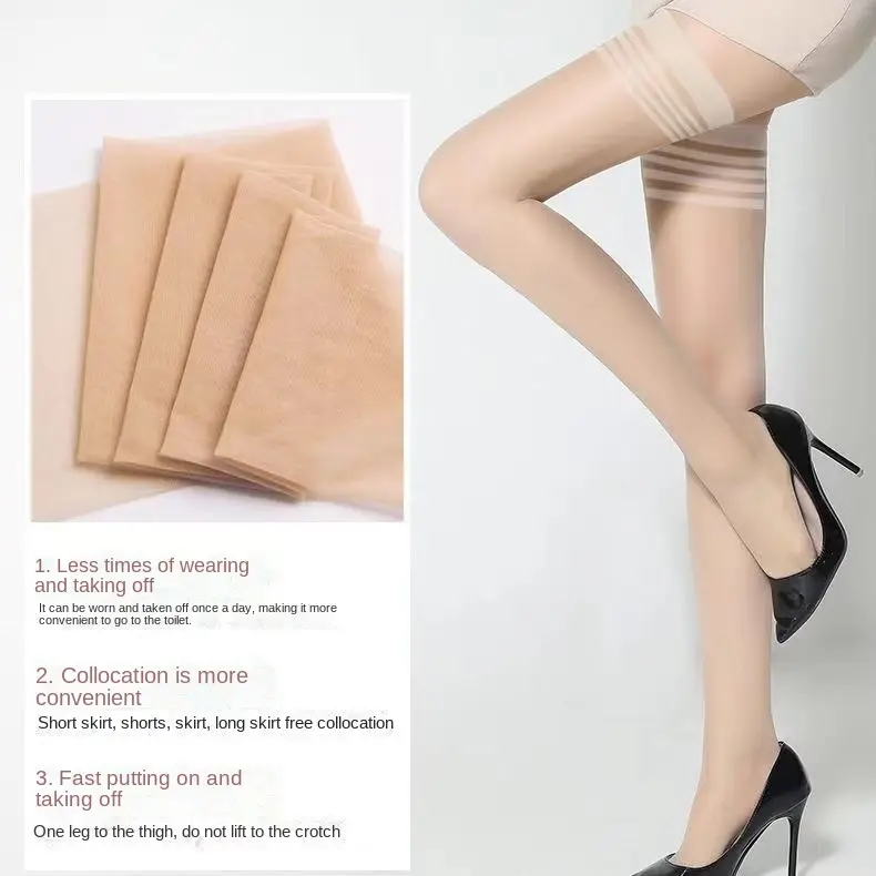 Tất Lụa, Dành Cho Nữ, Mùa Hè, Siêu Mỏng, Áp Suất Siêu Nhỏ, Màu Đen, Che Khuyết Điểm, Làm Đẹp Da, Màu Da Thịt Tuyệt Vời, Quần Tất, Tự Nhiên Và Gợi Cảm, Màu Đen tất cao đầu gối skin  tone  stockings 3