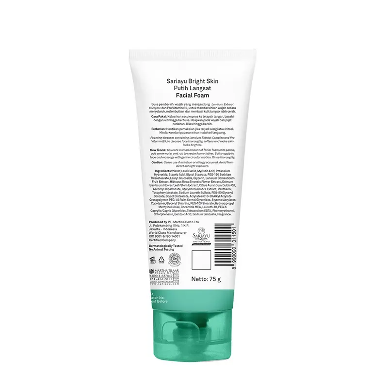 Sariayu Bright Skin Putih Langsat Facial Foam 75 ml 2