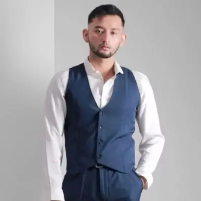 Rompi Jas Formal Pria Vest Pria  Rompi Jas pria Hitam Keren Polos Casual Katun 3